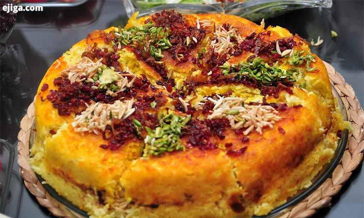 طرز تهیه ته چین مرغ بدون فر روی گاز قالبی مجلسی ستاره :: ایجیگا
