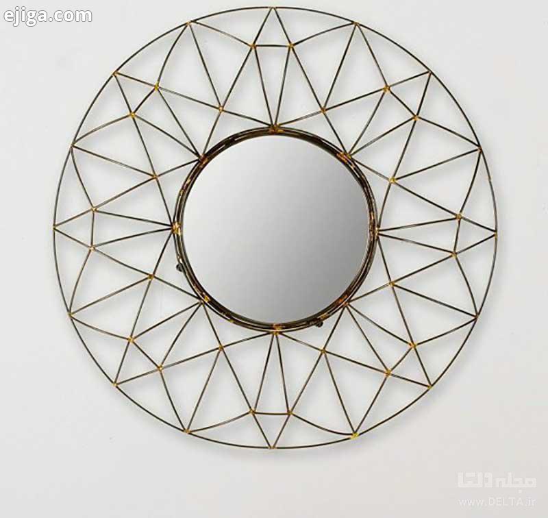 آینه گرد مدرن با شبکه فلزی
