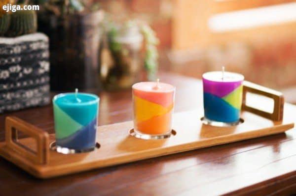 شمع رنگی زیبا در لیوان