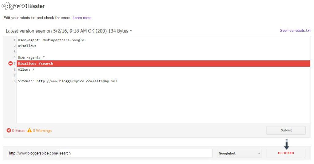 چند مثال از کاربرد robots.txt